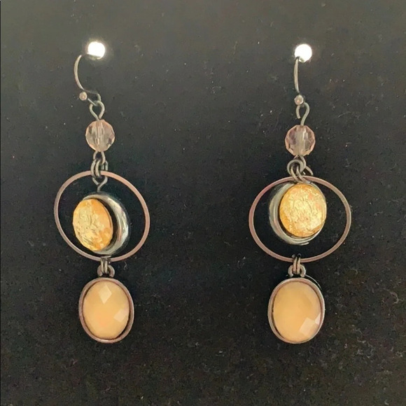 Tan Drop Earrings - Picture 2 of 6